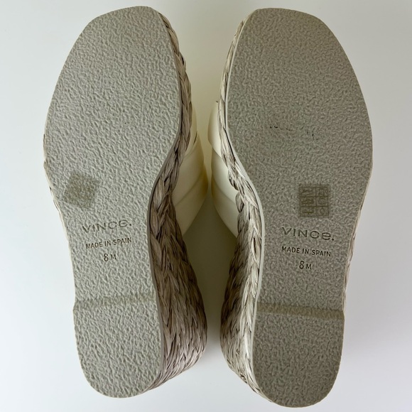 NEW VINCE IVORY LEATHER WEDGE SANDALS - Picture 12 of 12